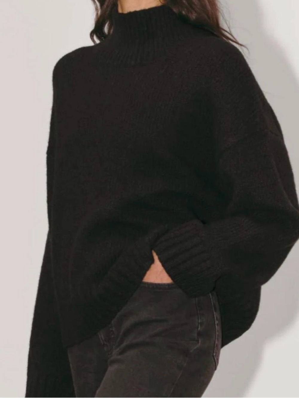 Everlane Cloud Oversized Black alpaca merino wool Turtleneck Sweater, size S - Picture 3 of 16
